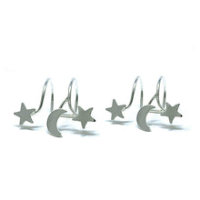 Moon &amp; Stars Sterling Silver Cuff Earrings - Fine Jewelry
