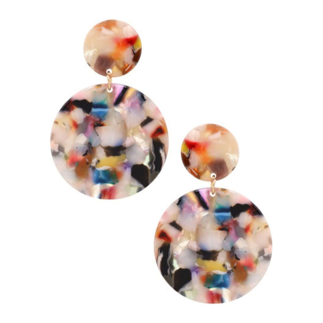 Multi Color Circle Resin Earrings - Fashion Jewelry
