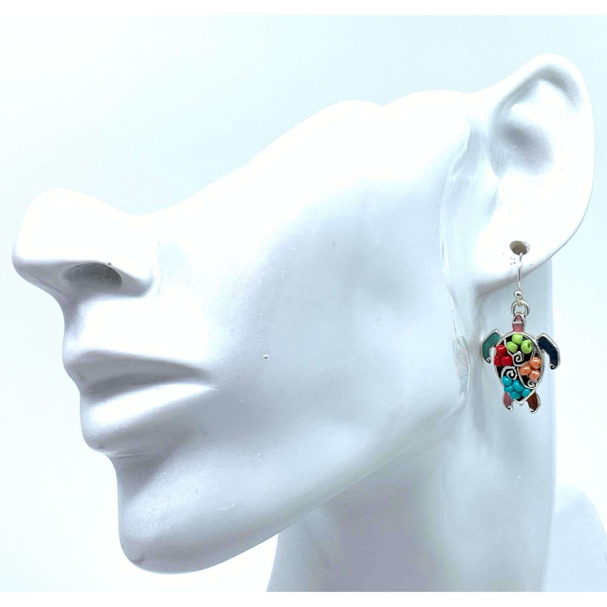 Multi Color Sea Turtle Seed Bead Earrings - Costume Jewelry