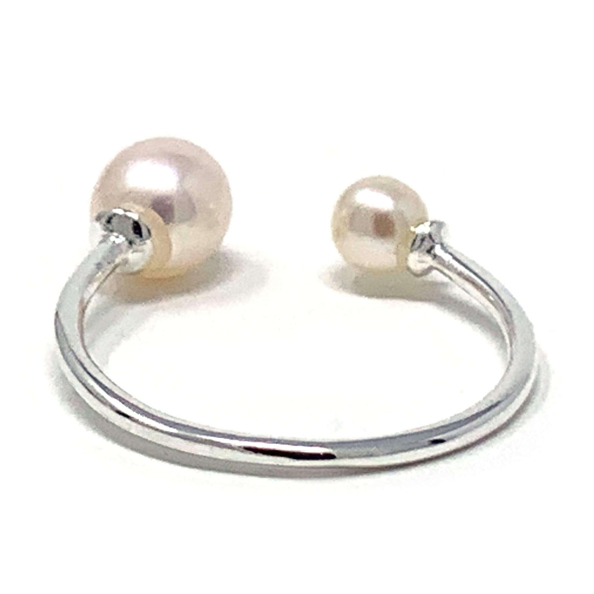 Open Sterling Silver Ring With Cultured Freshwater Pearls