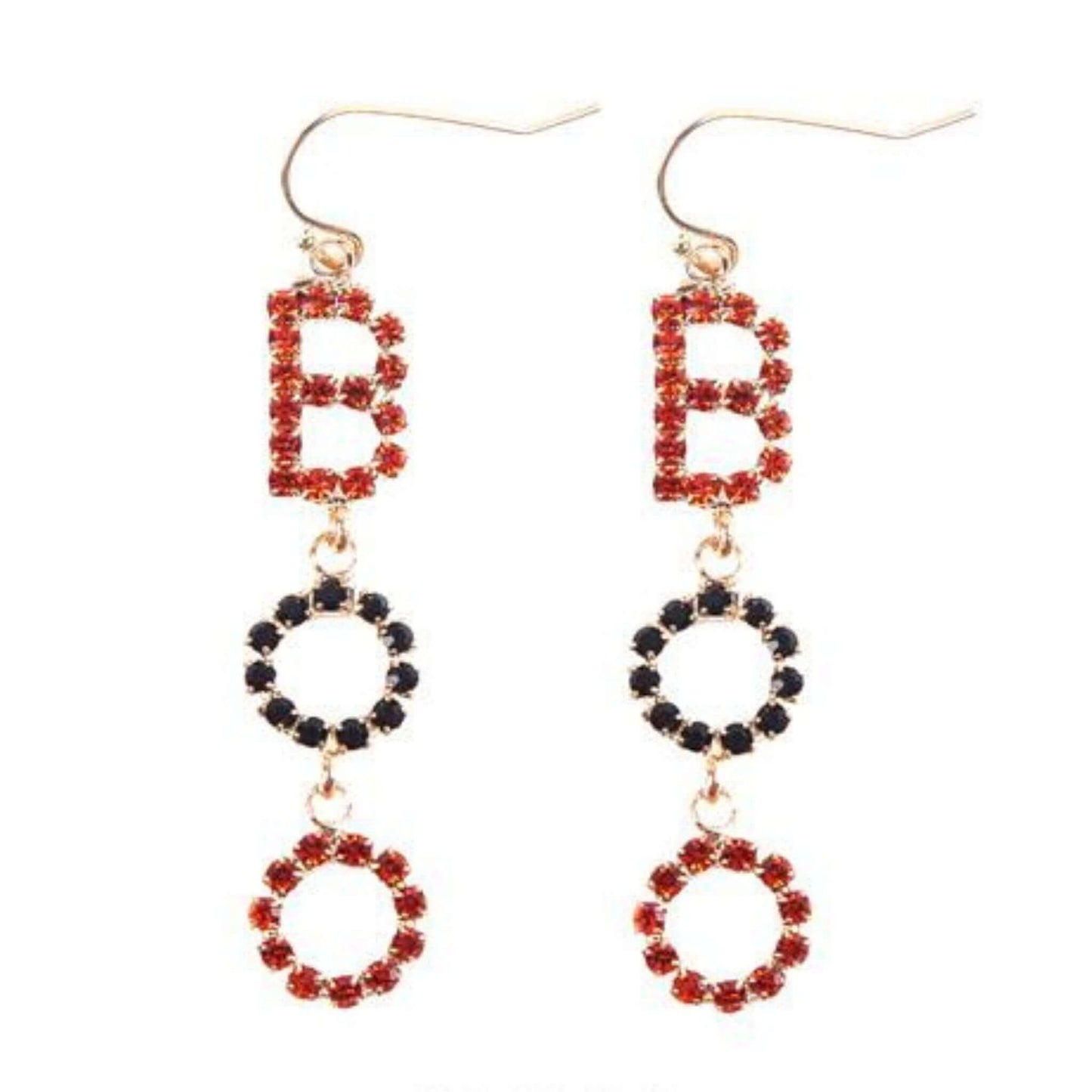 Orange And Black Rhinestone  "Boo" Halloween Earrings
