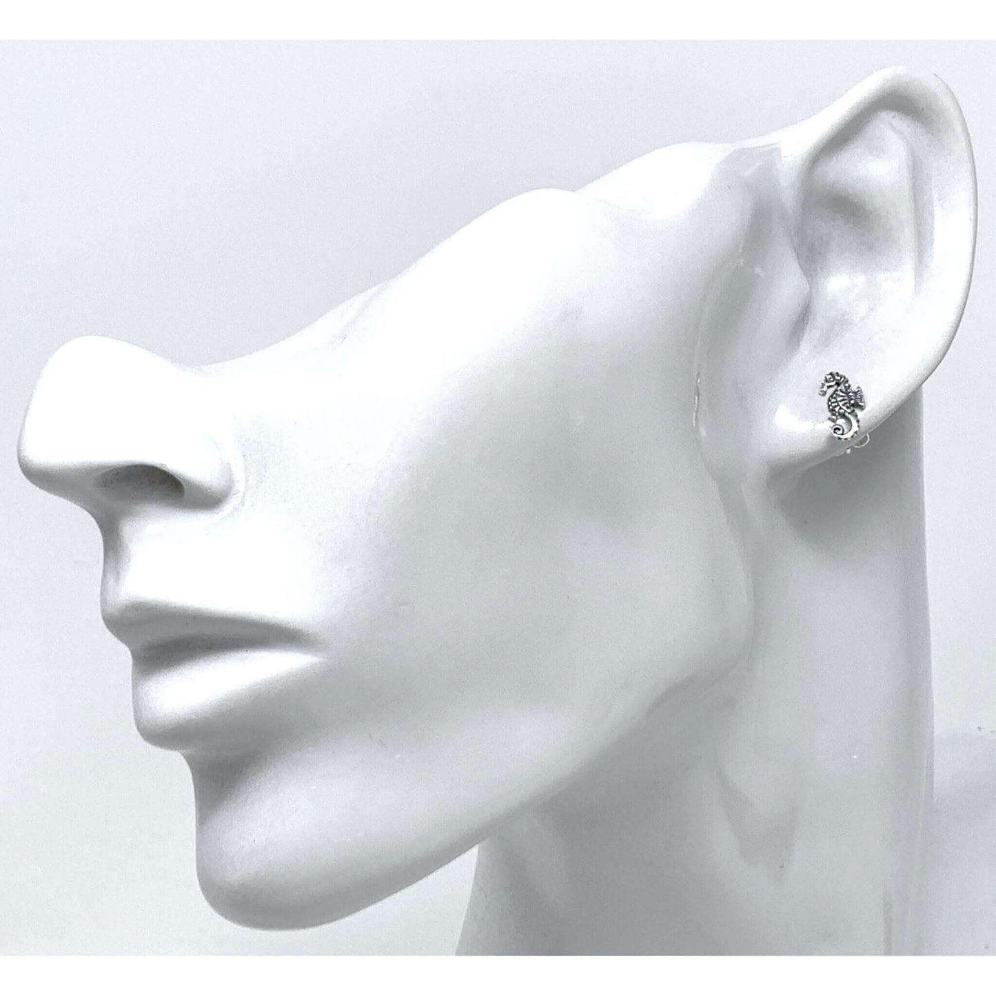 Oxidized Sterling Silver Seahorse Earrings