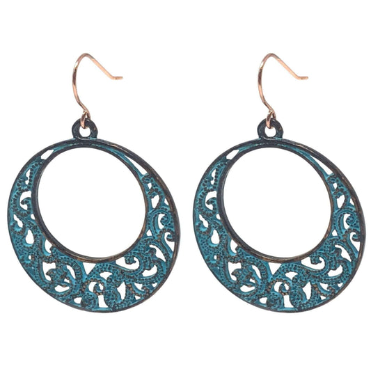 Patina Filigree Circle Earrings
