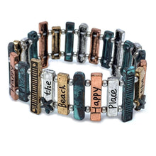 Patina, Gold And Silver Stretch Beach Bracelet - The Beach Is My Happy Place
