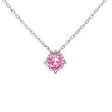 Pink Tourmaline Cubic Zirconia Necklace On Sterling Silver Chain - Fine Jewelry
