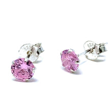 Pink Tourmaline Cubic Zirconia Sterling Silver Stud Earrings - Fine Jewelry
