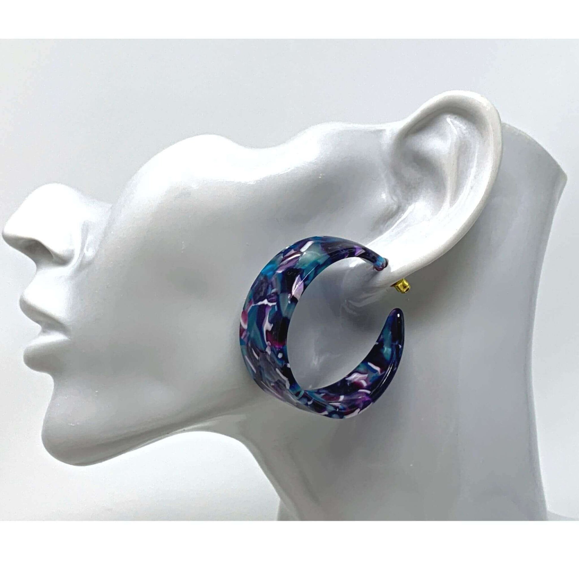 Purple & Blue Resin Chunky Hoops