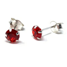 Ruby Red Cubic Zirconia Sterling Silver Stud Earrings - Fine Jewelry
