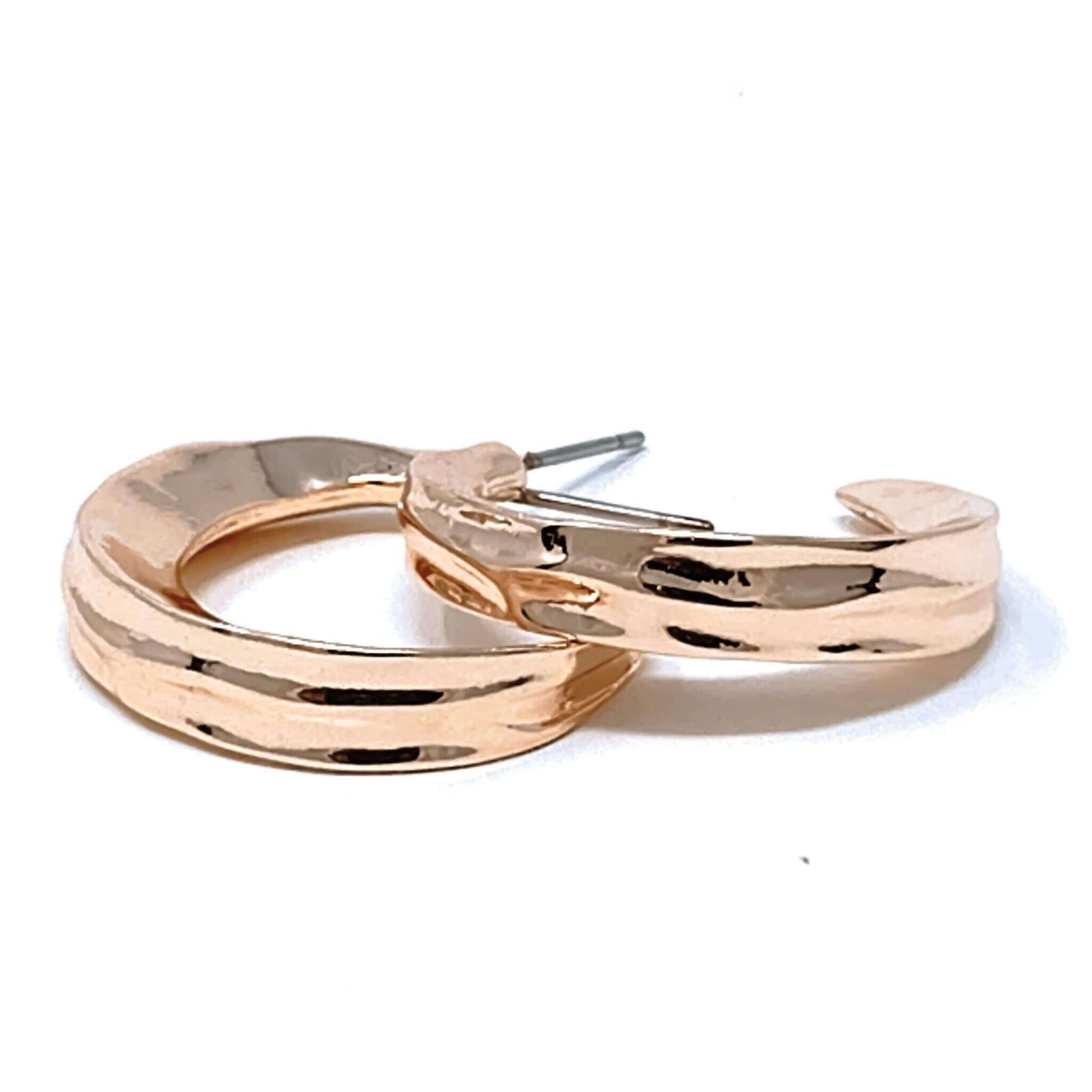 Rose Gold Hoop Earrings - Costume Fashion Jewelry