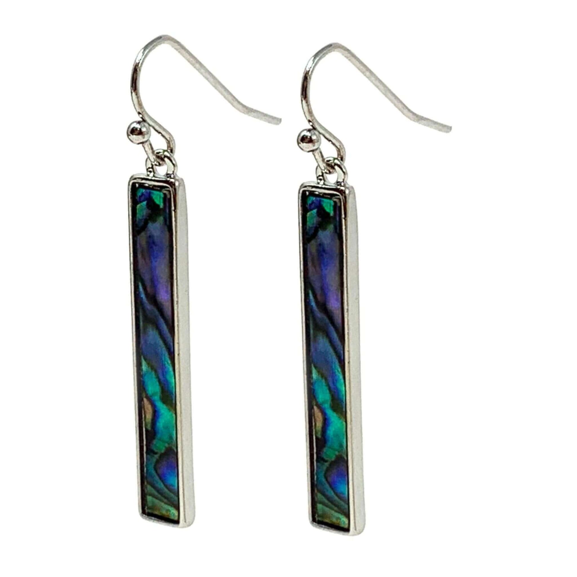 Silver Bar Abalone Shell Earrings