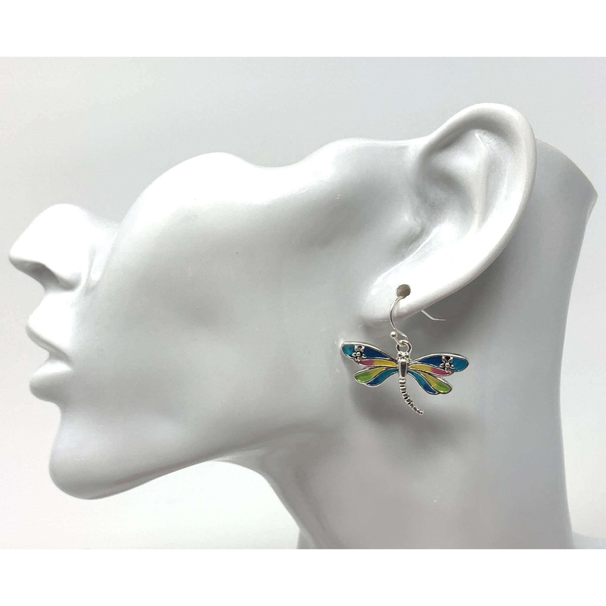Silver Dragonfly Drop Earrings