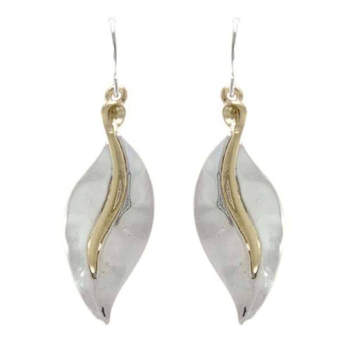 Silver And Gold Teardrop Leaf Earrings