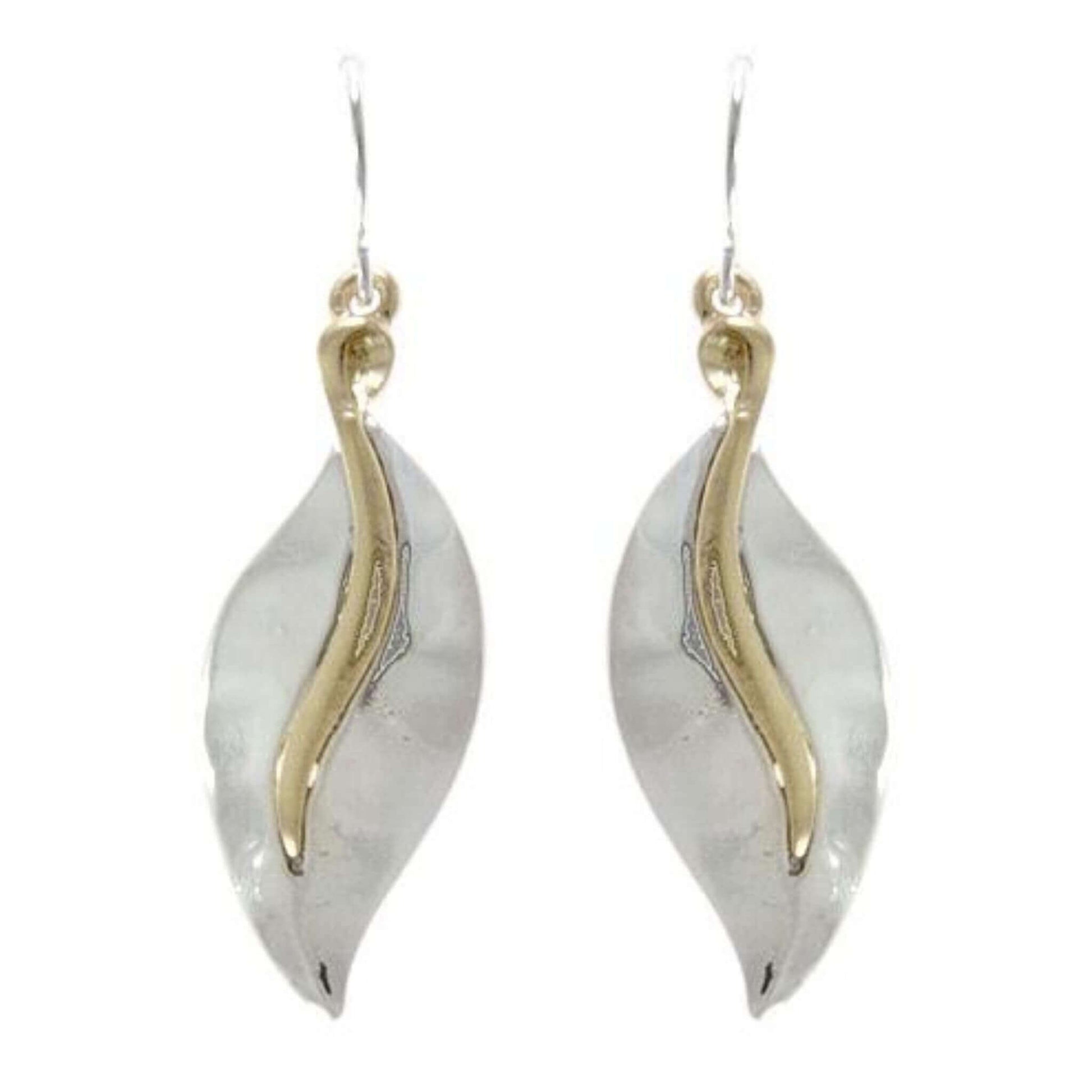 Silver And Gold Teardrop Leaf Earrings