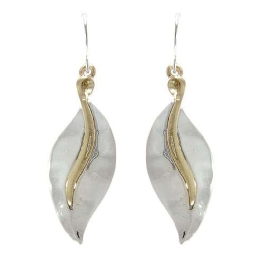 Silver And Gold Teardrop Leaf Earrings