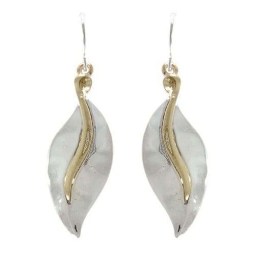 Silver And Gold Teardrop Leaf Earrings