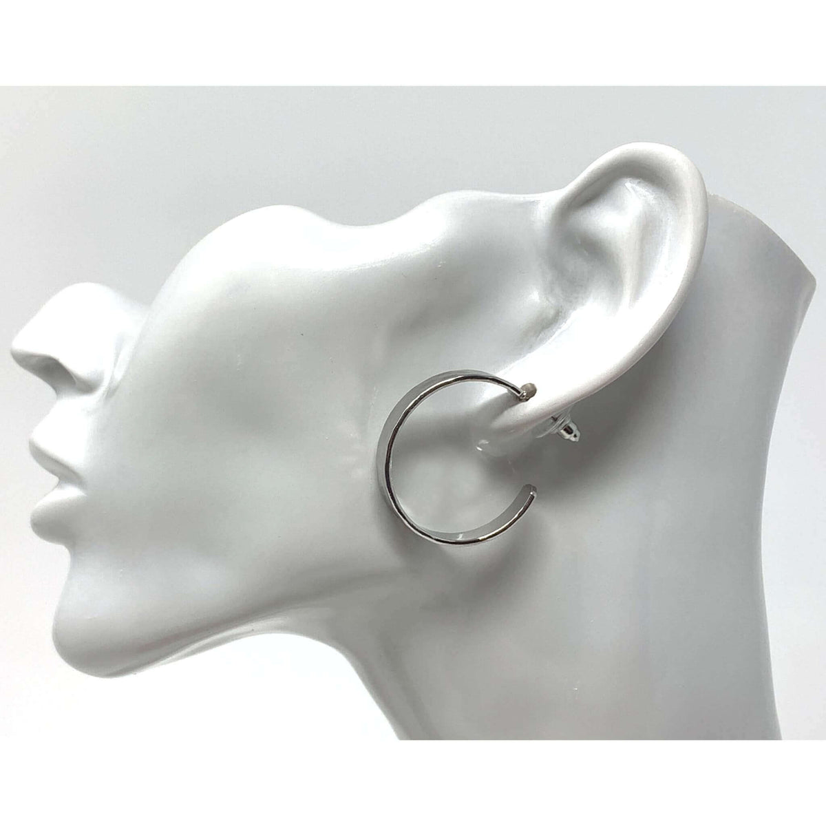 Silver Hammered Flat Hoop Earrings