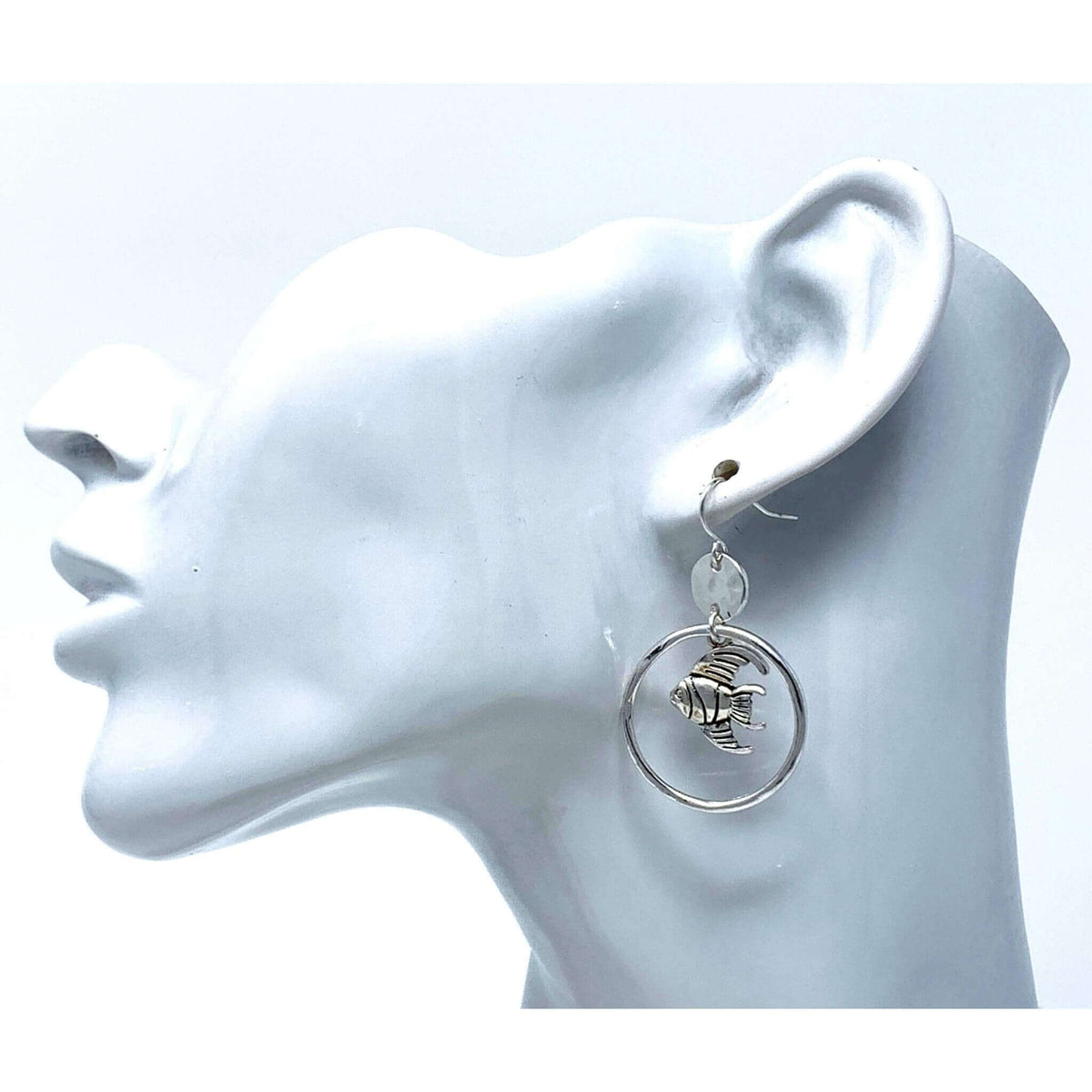 Silver Hoop Goldfish Earrings