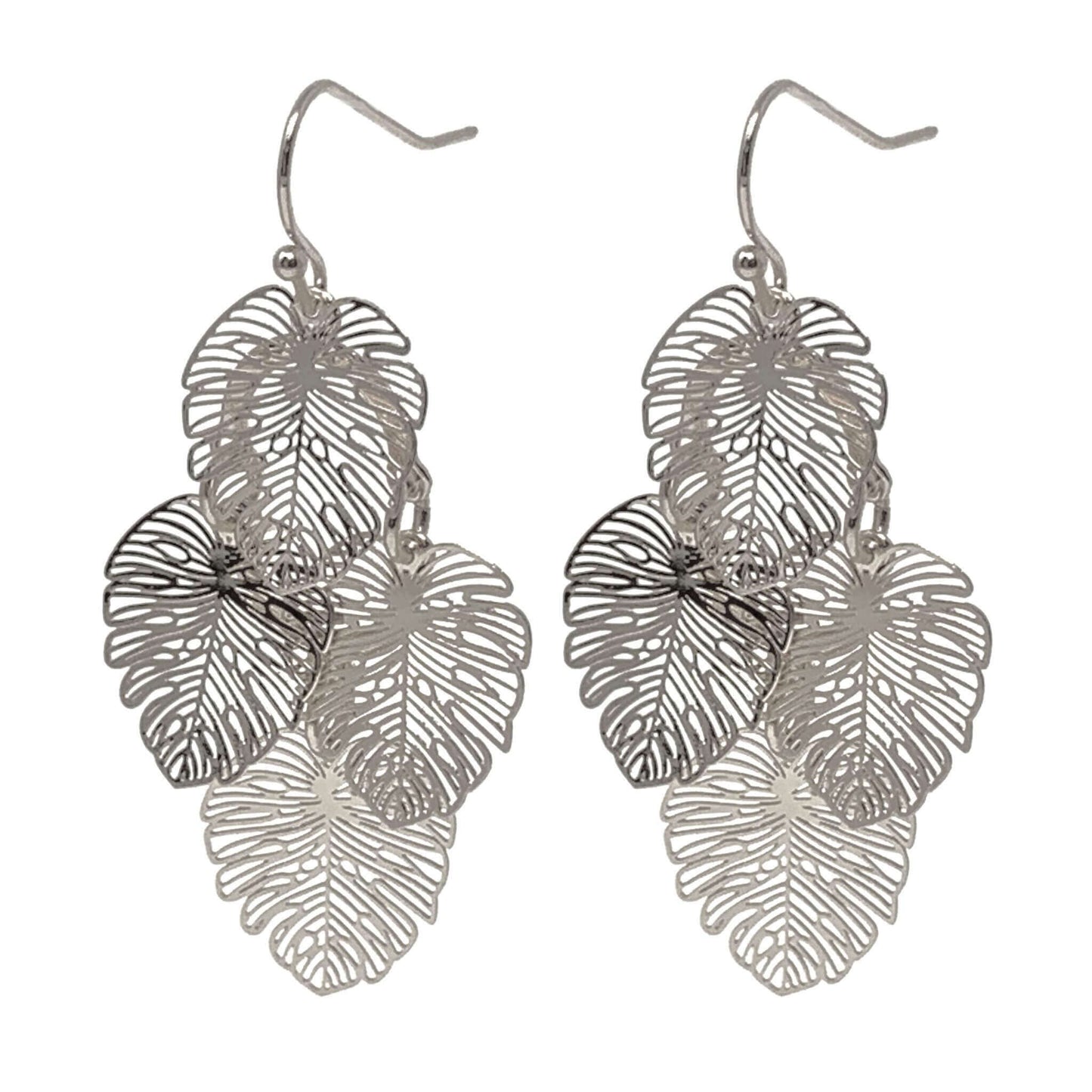 Silver Monstera Earrings