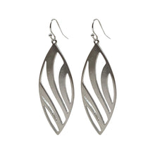 Silver Satin Striped Teardrop Earrings - Elegant Jewelry for Women
