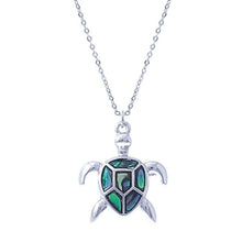 Silver Sea Turtle Necklace With Abalone Shell Inlay
