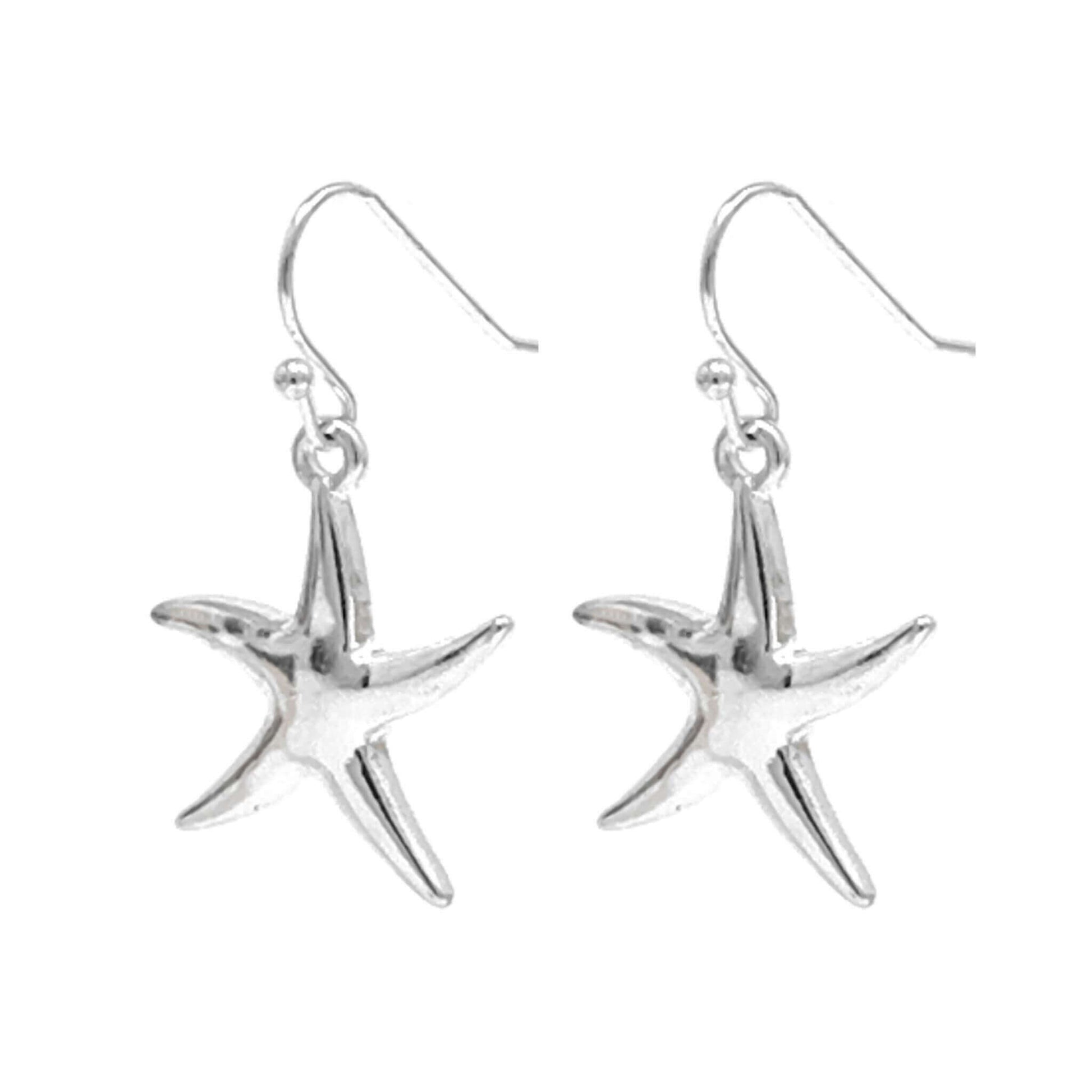 Silver Starfish Earrings And Necklace Set