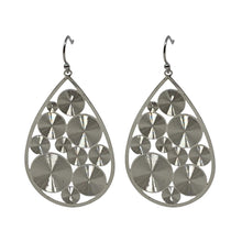 Silver dangle teardrop earrings with mini spiral discs
