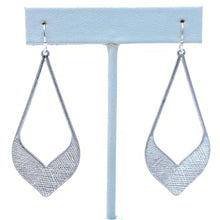 Silver Textured Teardrop Statement Earrings - Costume Fashion Jewelry
