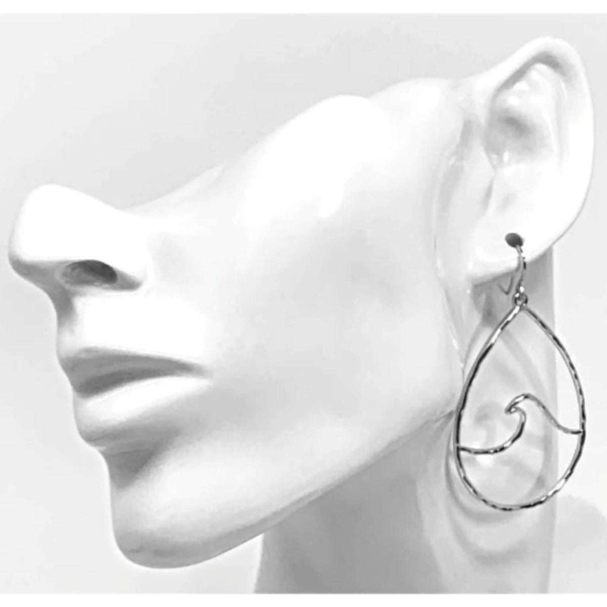 Silver Wave Teardrop Earrings