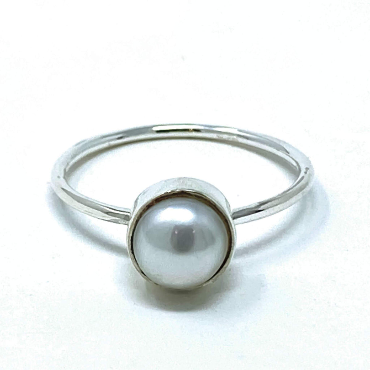 Solitaire Sterling Silver Cultured Pearl Ring - Fine Jewelry