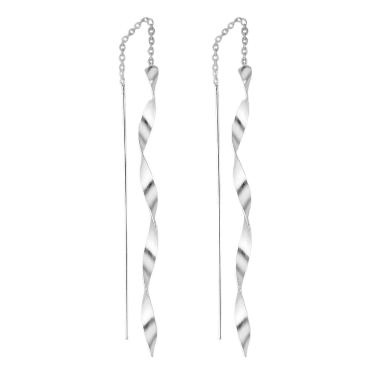 Spiral Twist Threader Earrings In Sterling Silver