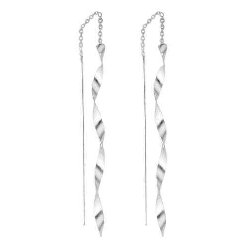 Spiral Twist Threader Earrings In Sterling Silver