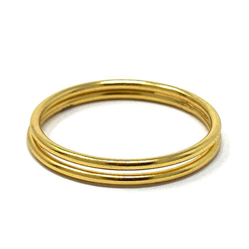 Stackable 18K Gold Plated Double Band Ring - Sterling Silver Jewelry