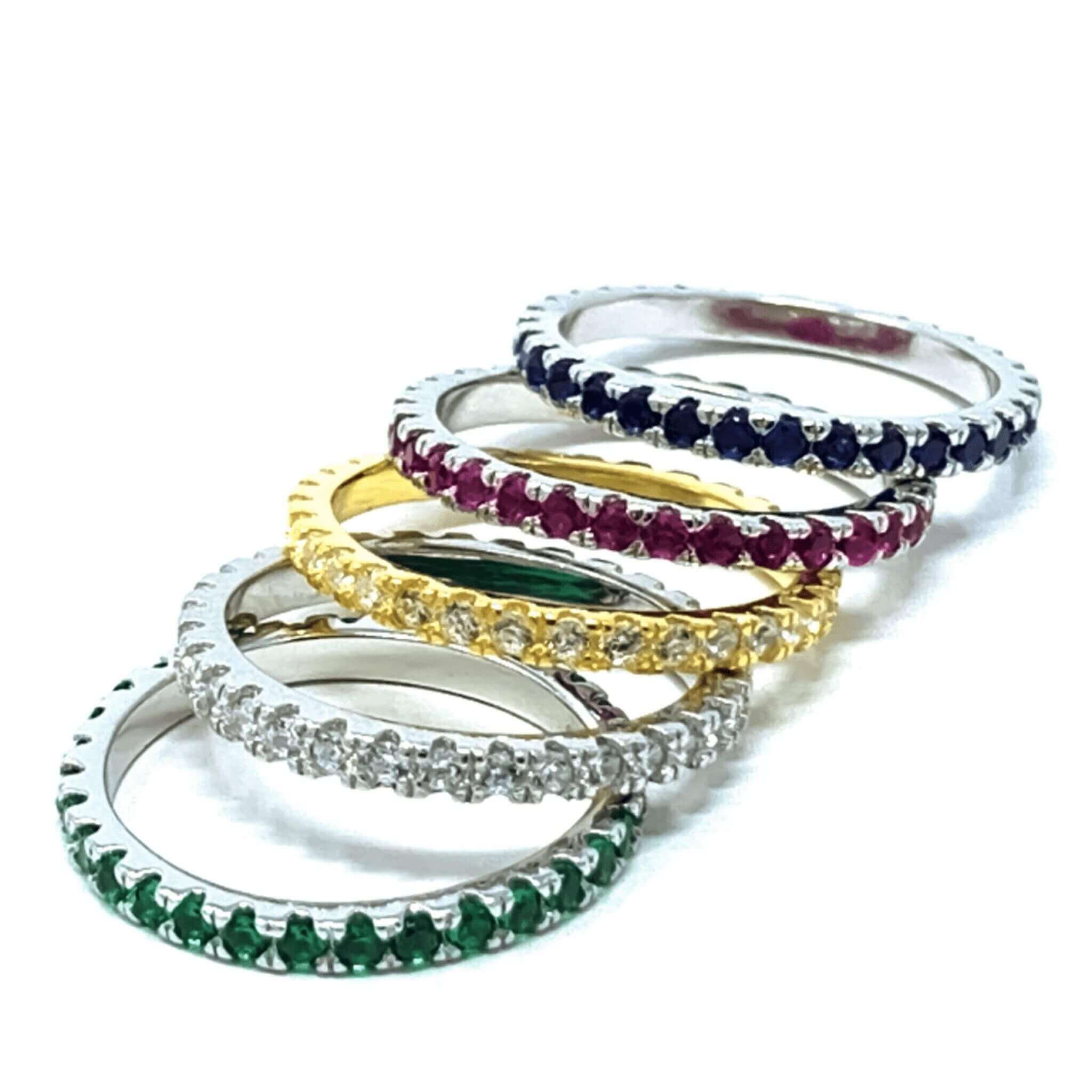 White Cubic Zirconia Rhodium Over Sterling Silver Eternity Band Ring 0 White Cubic Zirconia Rhodium Over Sterling Silver Eternity Band Ring 0
