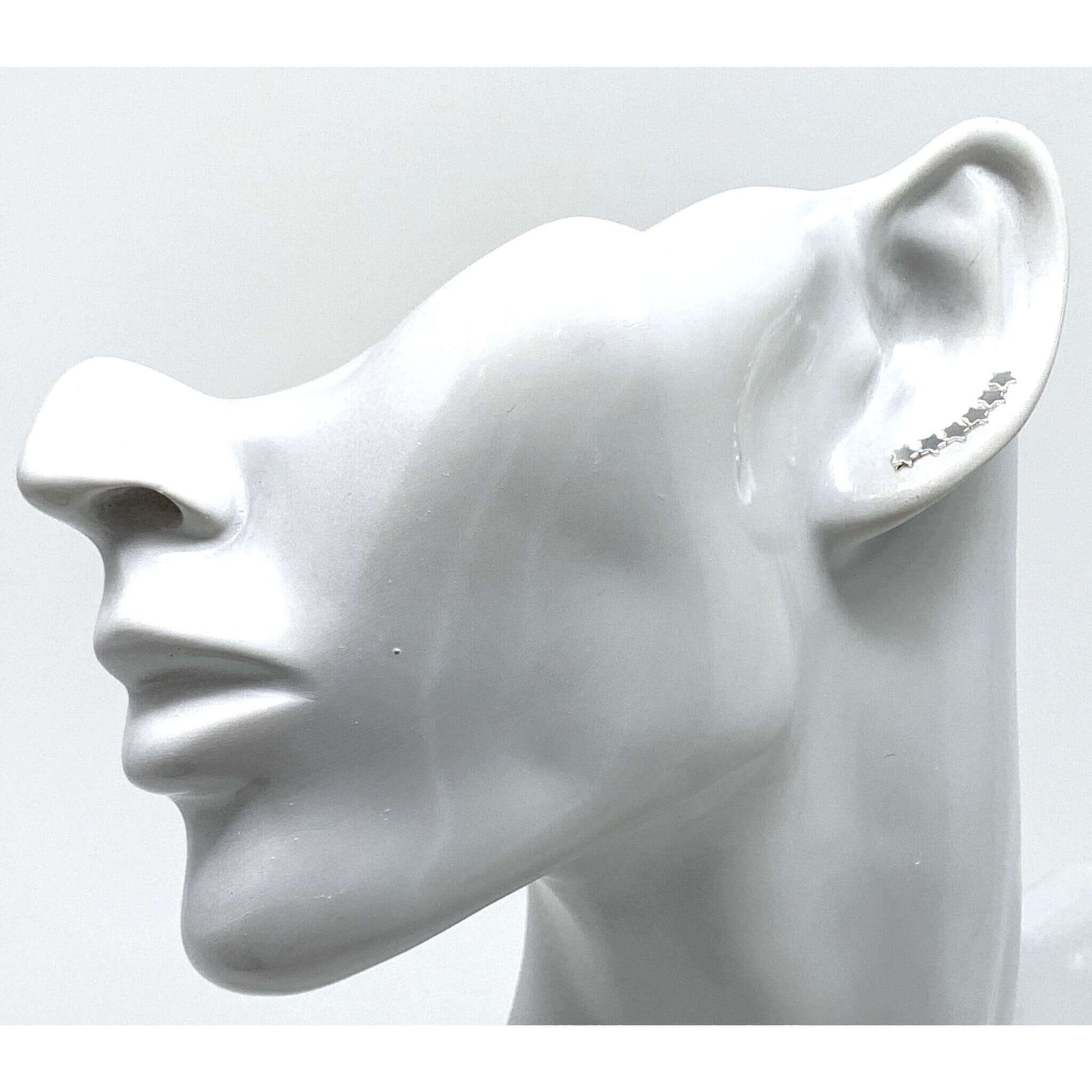 Star Ear Climber Earrings In Sterling Silver