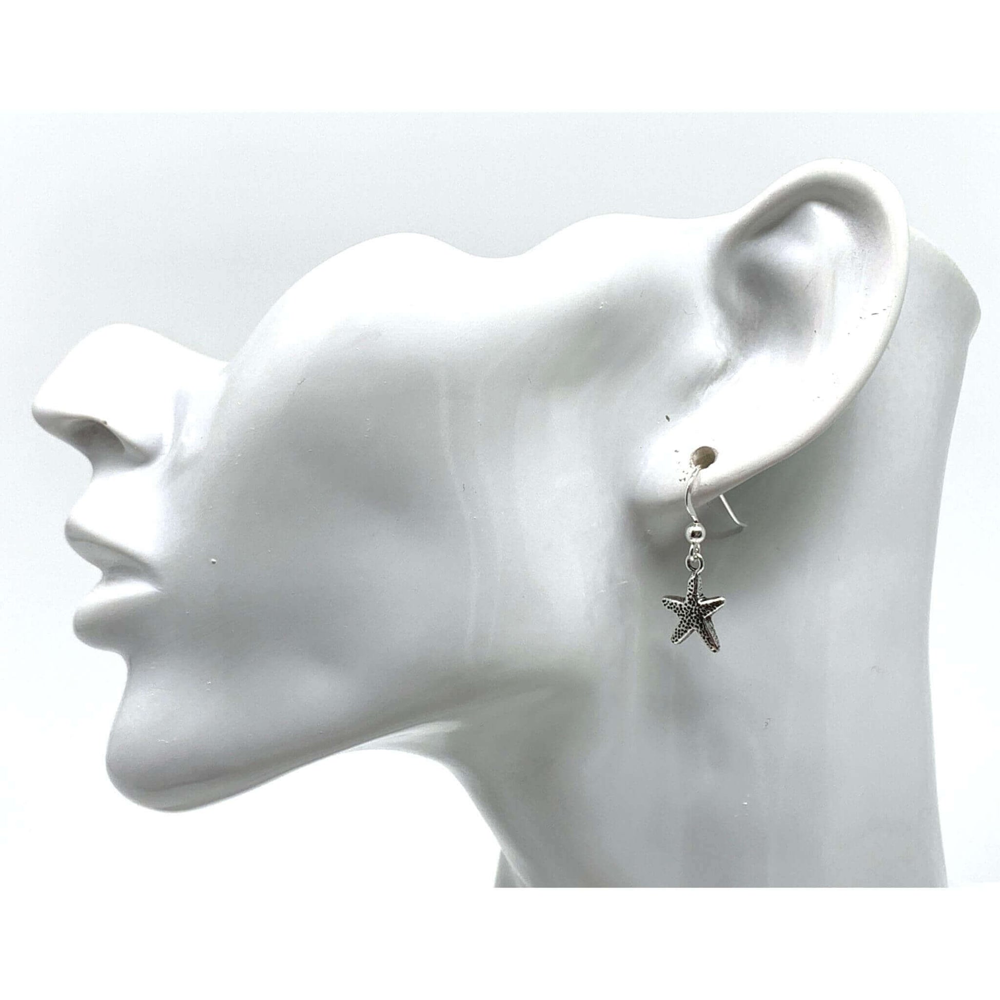 Starfish Dangle Earrings In Oxidized Sterling Silver
