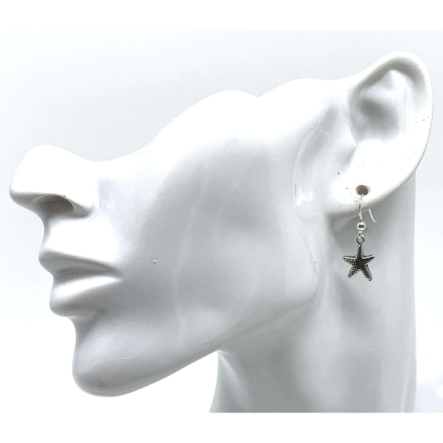 Starfish Drop Earrings In Oxidized Sterling Silver