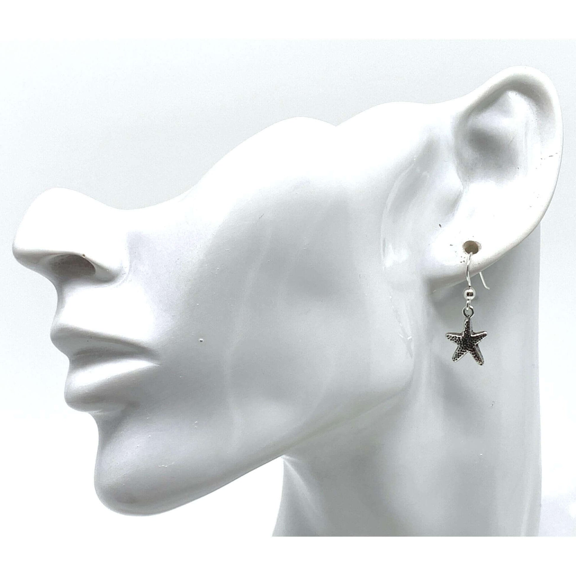 Starfish Drop Earrings In Oxidized Sterling Silver