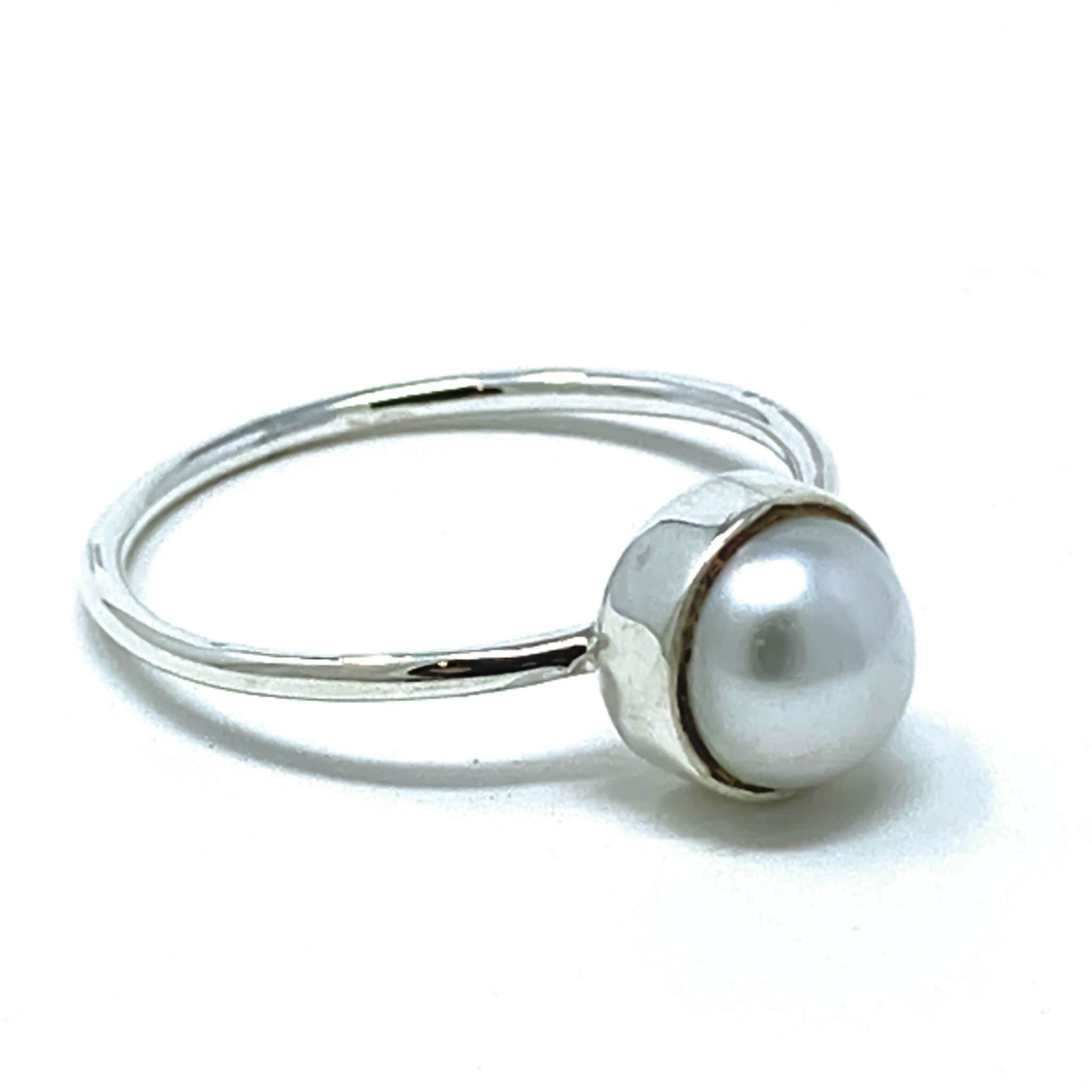 Organic Pearl Ring in Silver and Copper sz 8 – Silver Coast Designs