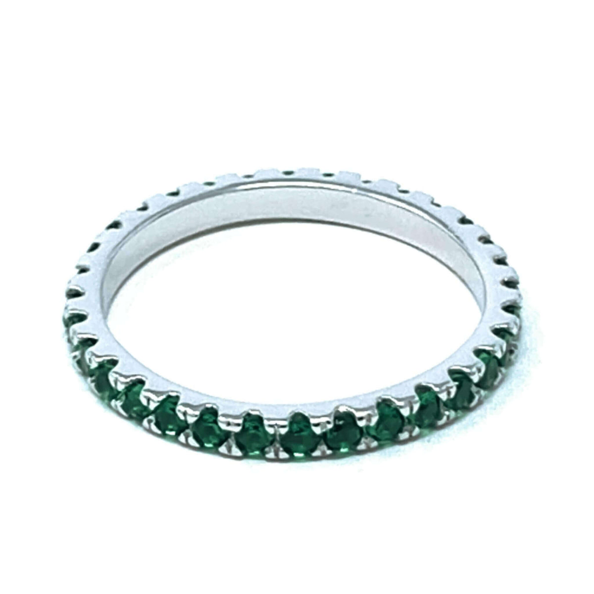 Sterling Silver CZ Green Emerald Eternity Band