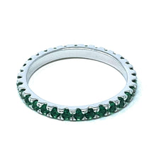 Sterling Silver CZ Green Emerald Eternity Band
