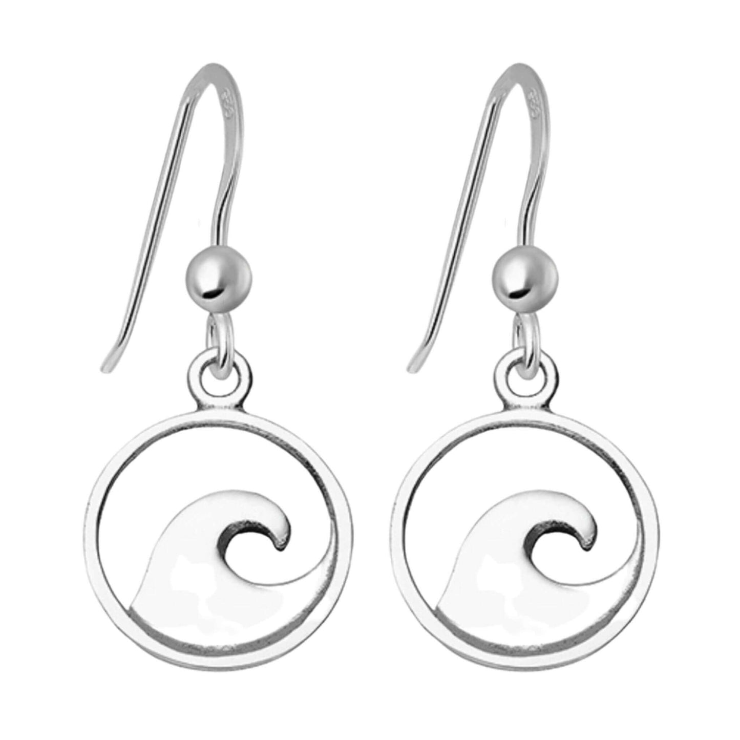 Sterling Silver Dangle Wave Earrings