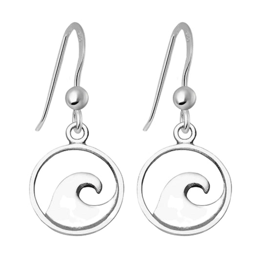 Sterling Silver Dangle Wave Earrings