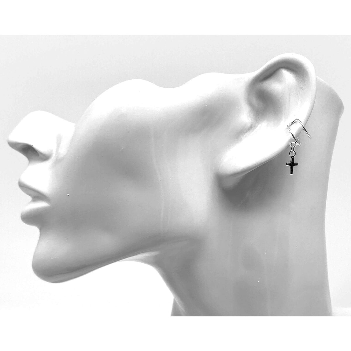 Sterling Silver Dangling Cross Cuff Earrings