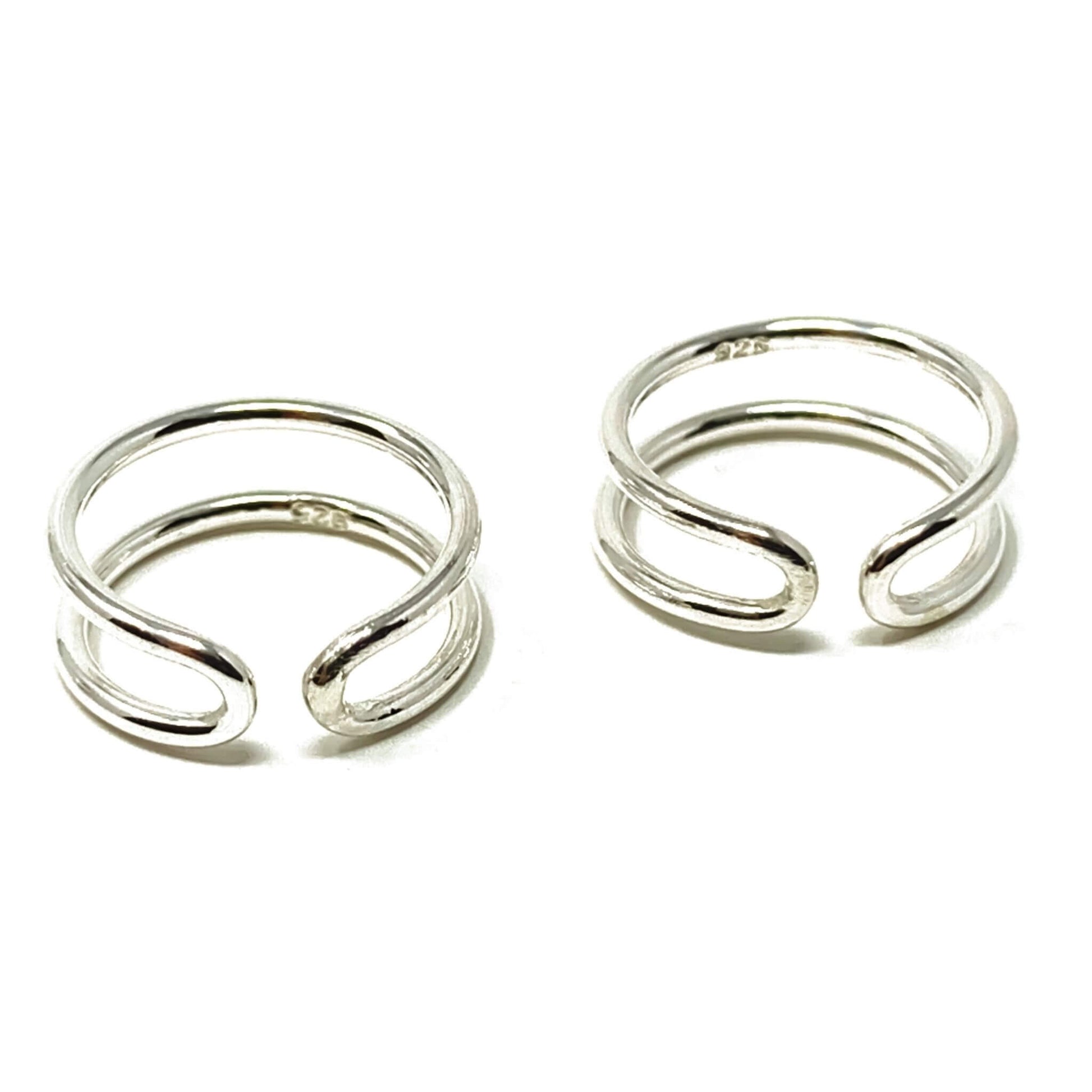 Sterling Silver Double Band Ear Cuff Earrings - SeaSpray Jewelry