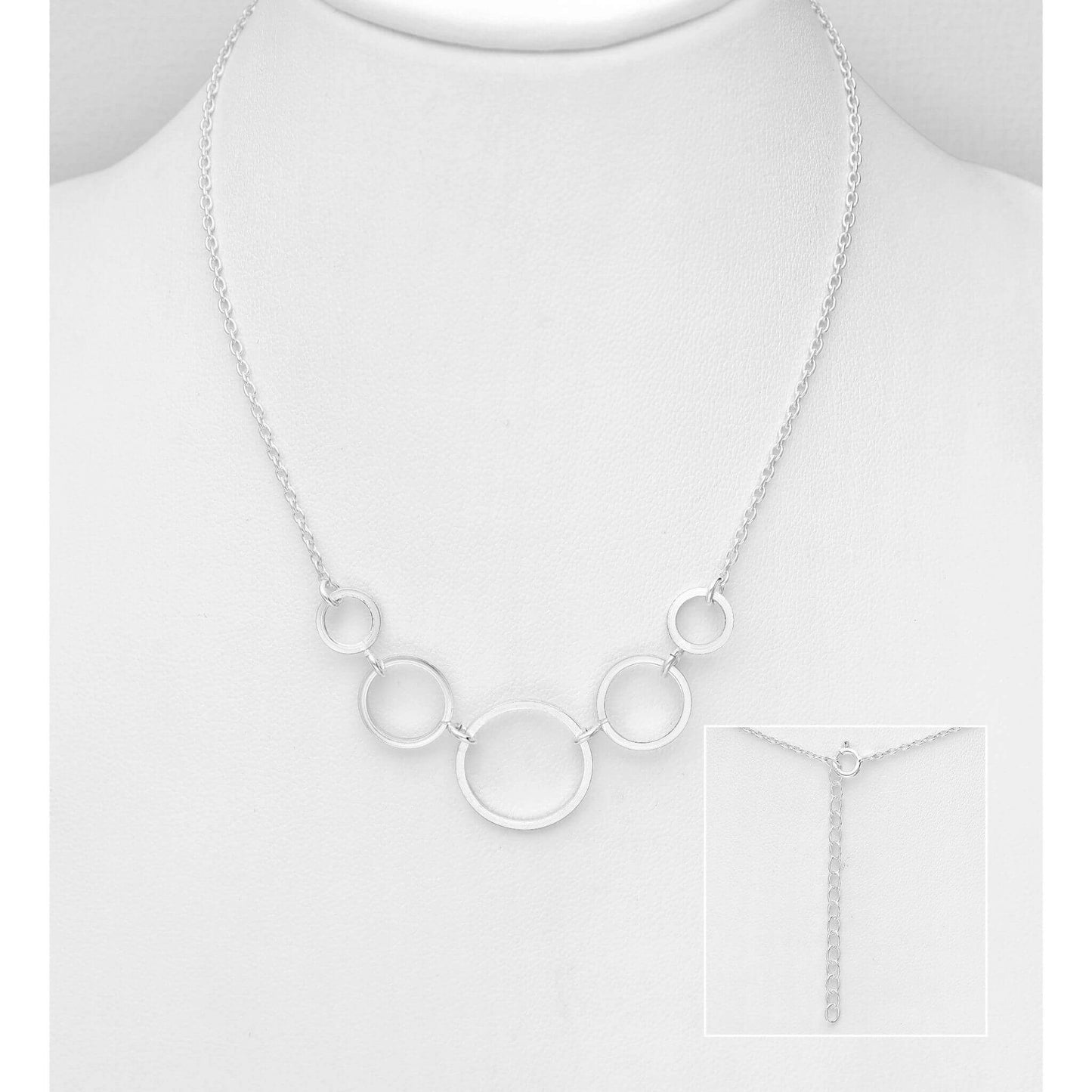 Sterling Silver Five Interlocking Circle Necklace