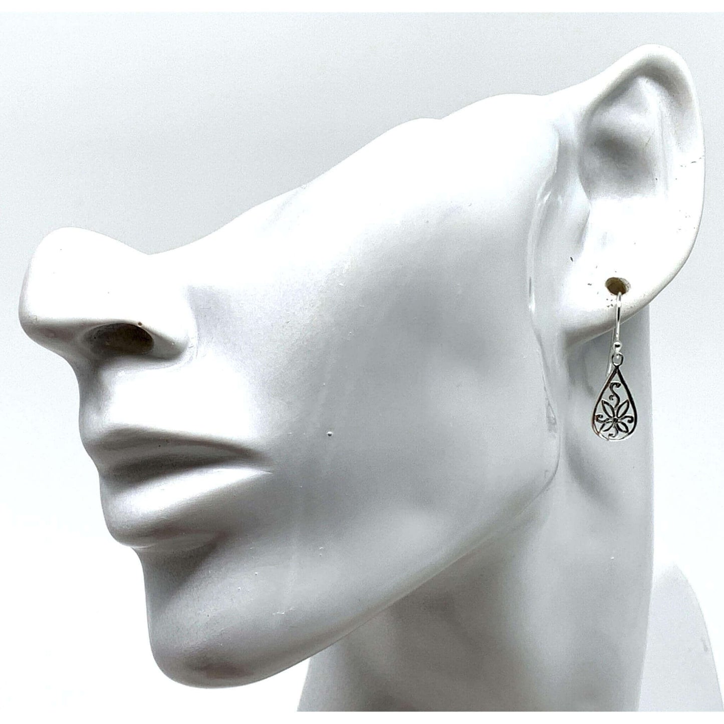 Sterling Silver Floral Drop Earrings