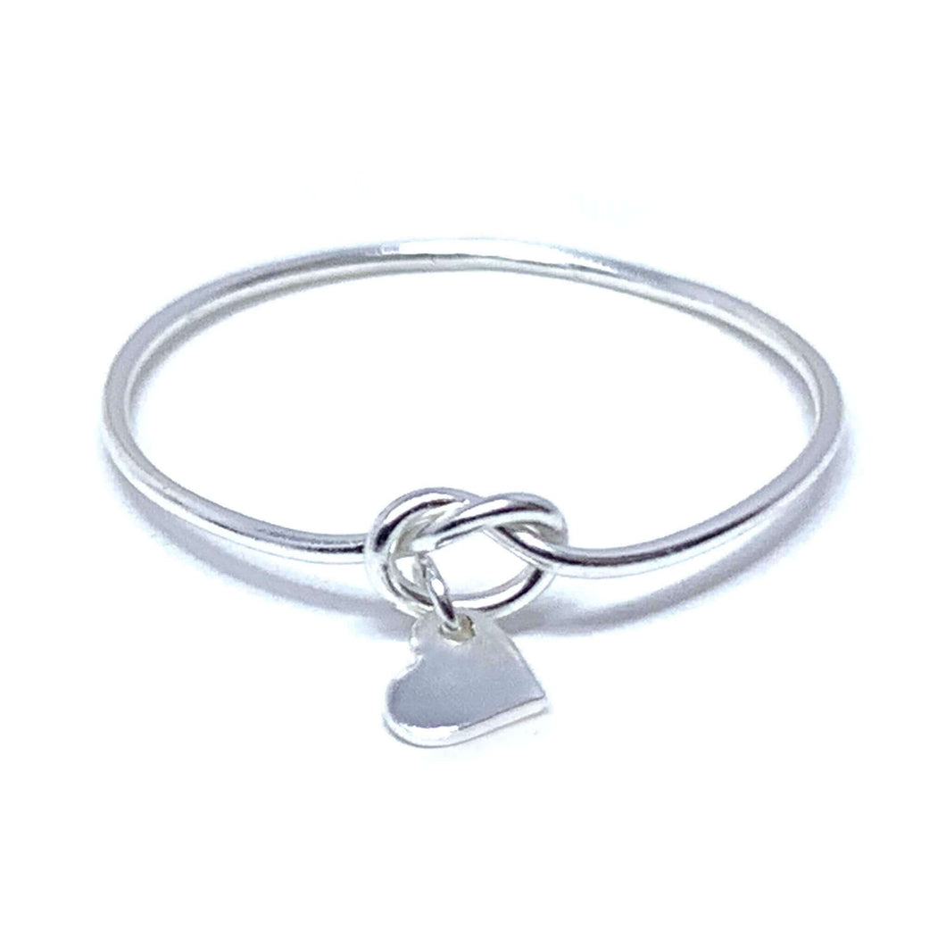 Sterling Silver Heart Love Knot Ring - Fine Jewelry