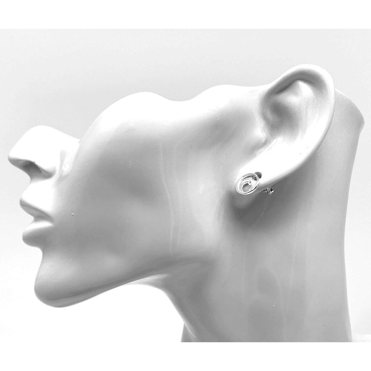 Sterling Silver Ocean Wave Stud Earrings
