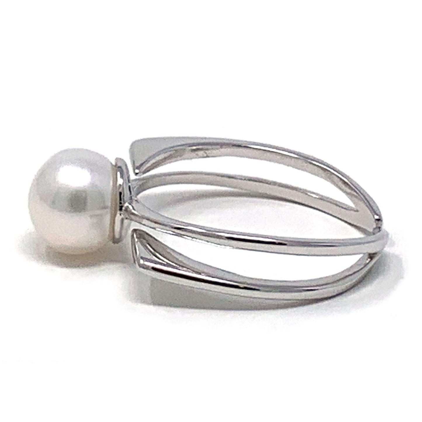 Sterling Silver Solitaire Adjustable Ring With Freshwater Pearl