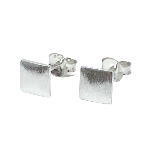 Matte Sterling Silver Square Earrings
